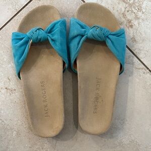 Jack Rogers Phoebe knotted comfort slide Women's Teal Bow Sandals